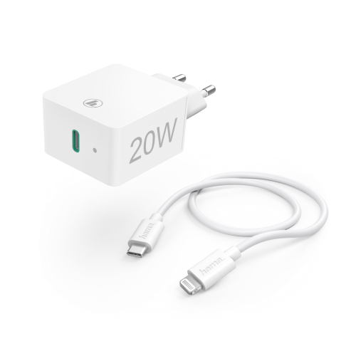 HAMA HÁLÓZATI TÖLTŐ (PD) 20W+LIGHTNING - USB TYPE-C ADATKÁBEL (APPLE GYORSTÖLTŐ