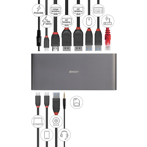 LINDY DST-Pro 5K XT, USB-C Laptop Docking Station - Image 2