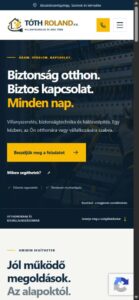 Tóth Roland villanyszerelő weboldalának főoldala mobiltelefonon