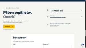 Tóth Roland weboldalának kapcsolatfelvételi szakasza és üzenetküldő űrlapja